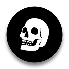 black and white illustration of skull icon