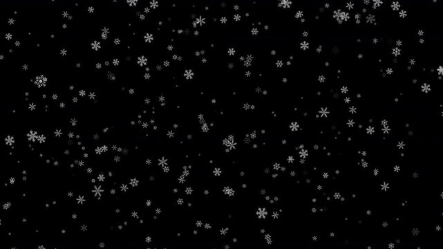 Winter snow - falling snowflakes animation, seamless loop. Alpha channel
