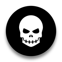 black and white illustration of skull icon