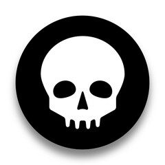 black and white illustration of skull icon