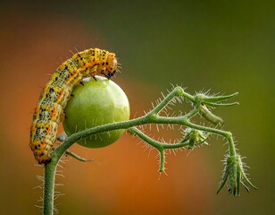 Caterpillar on a Green Tomato.