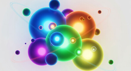 Colorful abstract atom structure background image for science and technology presentations design element