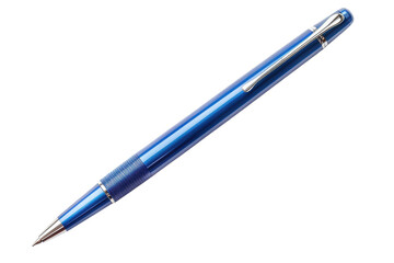 Elegant Blue Rollerball Pen on Black Background Writing Instrument Photography Luxurious Stationery