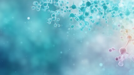 Molecular Network with Spherical Nodes and Bonds in Blue, Teal and Purple Tones Expressing Complexity, Scientific Structure and Biological Depth, Abstract Visualization of Chemistry and Life