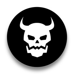 black and white illustration of skull icon