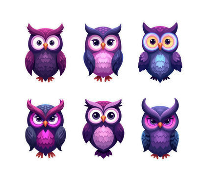 Naklejki owl stickers set vector files