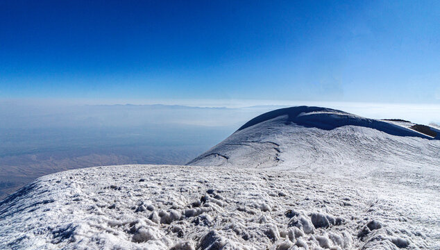 The scenic views of Mount Ararat, with an elevation of 5,137 m (16,854 ft), also known as Masis or Mount Ağrı, is a snow-capped and dormant compound volcano in Turkey. 