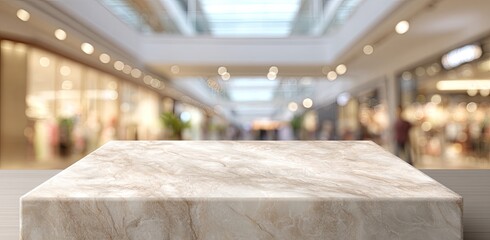 Light beige marble table top in a mall