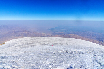 The scenic views of Mount Ararat, with an elevation of 5,137 m (16,854 ft), also known as Masis or Mount Ağrı, is a snow-capped and dormant compound volcano in Turkey. 
