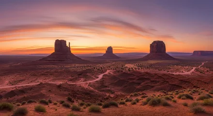 Handdoek met foto Bordeaux Desert landscape at sunrise with buttes  © maryono