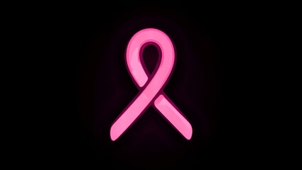 Glowing pink ribbon against a dark backdrop conveys support and awareness symbolically