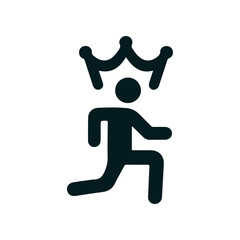 A minimalist silhouette of a runner with a crown, symbolizing victory and achievement in sports