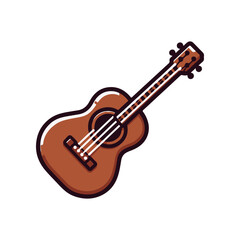 Obraz premium A beautifully illustrated acoustic guitar resting on a white background, ideal for music-themed designs