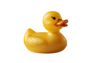 Adorable Yellow Rubber Duck on Dark Background Playful Bath Toy Photo Childhood Memory Nostalgia