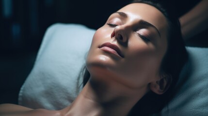 woman on a stretcher receiving a neck massage