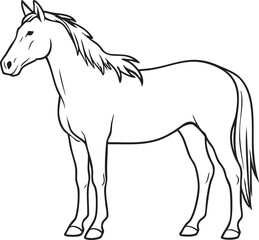 線画のリアルな馬のベクターイラスト素材