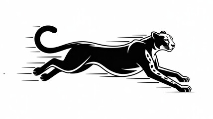Black panther running vector illustration fast animal logo design template speed power wildcat icon