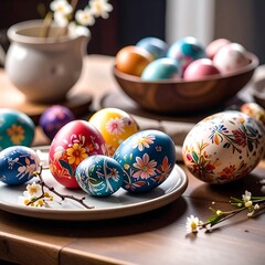 Easter eggs on a table