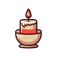 A decorative candle with a flame placed in a bowl, creating a cozy atmosphere at home