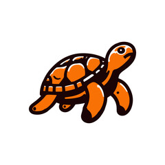 A vibrant illustration of a turtle walking on a white background, showcasing its unique features