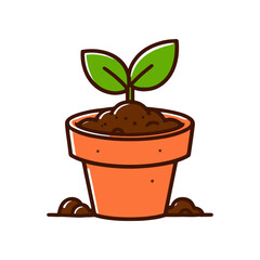 A vibrant green plant sprouting from a terracotta pot, set against a clean white background, symbolizing growth and renewal