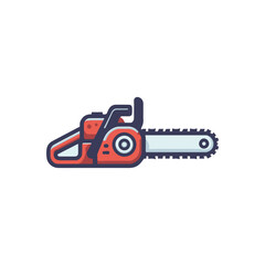 A vibrant illustration of a chainsaw, showcasing its features against a simple background