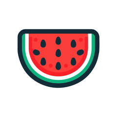 A vibrant slice of watermelon showcasing its juicy red interior and black seeds