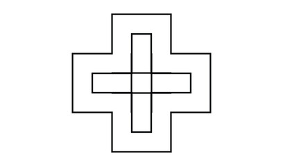Geometric abstract cross shape with layered rectangles