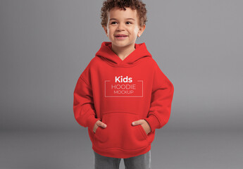 Kids Hoodie Mock Up Front View