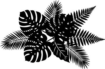 Vibrant tropical foliage arrangement offers stunning natural beauty for modern design projects and exotic themes, bringing lush greenery to any visual concept. © Vectors Studio
