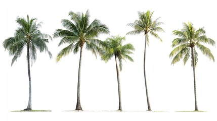 bark. Tropical coconut trees with distinct textures, isolated for a crisp botanical focus