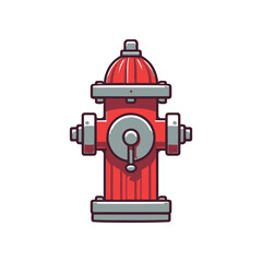 Bright red fire hydrant standing against a white background, ideal for urban safety illustrations