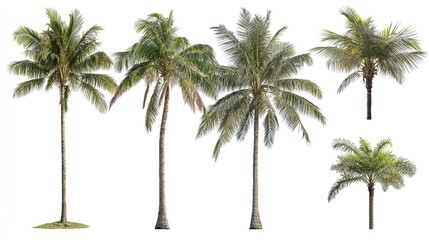 bark. Tropical coconut trees with distinct textures, isolated for a crisp botanical focus