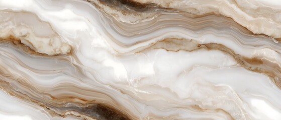Obraz premium SEAMLESS marble background, brown white beige colors, natural stone with veins, neutral tones. Layered, organic, and striped mineral texture.