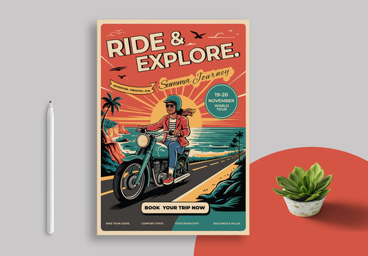 Ride And Explore Poster Design Layout