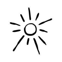 Hand drawn vector illustration of shining sun