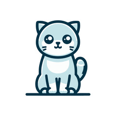 Fototapeta premium Cute cartoon cat sitting calmly with a simple background, ideal for children's illustrations