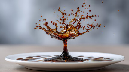 Brown liquid splash forming crown with abstract motion