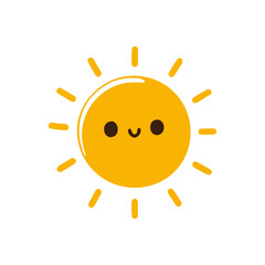 Cheerful cartoon sun character with a smiling face and rays, symbolizing warmth and positivity