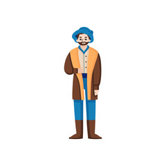 Isolated vector illustration of a historical character in medieval clothing
