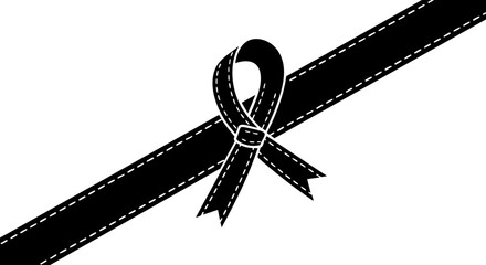 Elegant black ribbon with white stitching conveys solemn remembrance and heartfelt sympathy for loss or remembrance occasions