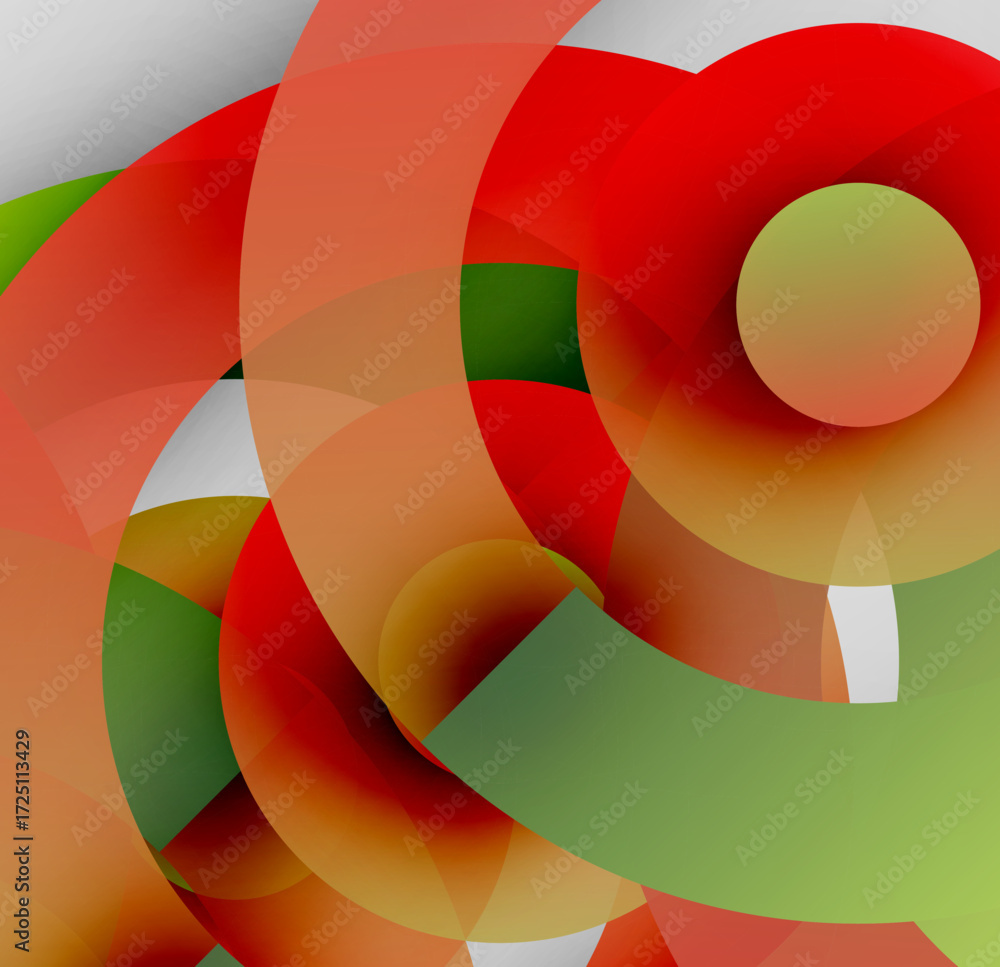 Aufkleber abstract composition. overlapping circles, vibrant colors create dynamic visual effect. red, green, 