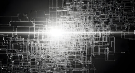 Abstract Light And Lines In A Dark Background Creating A Futuristic Digital Theme