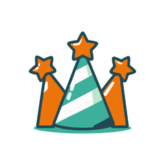 Colorful party hat with stars, symbolizing celebration in a festive atmosphere