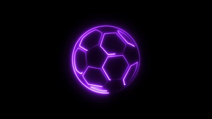 Purple neon soccer ball with hexagonal panels on black background celebration circle - Powered by Adobe