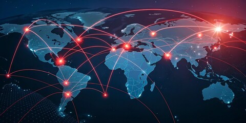Global network connection over world map background. Globalization concept new Background