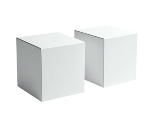 Two identical white cubes, side-by-side, simple geometric shapes