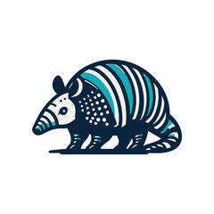 Stylized illustration of an armadillo with intricate patterns, showcasing its unique features