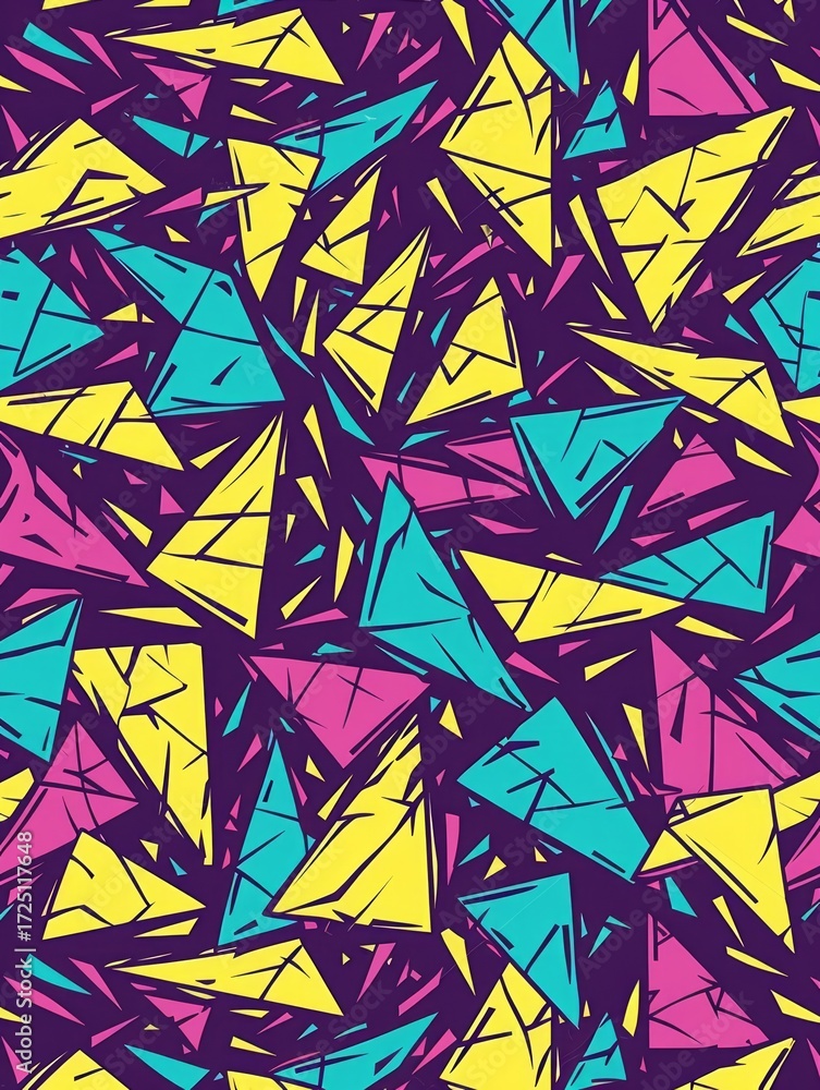 Poster the image showcases a vibrant and abstract geometric pattern filled with sharp, angular shapes