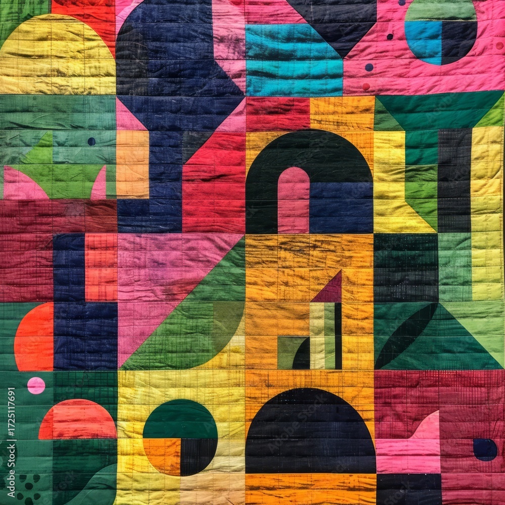 Poster the image showcases a vibrant and abstract geometric pattern filled with sharp, angular shapes